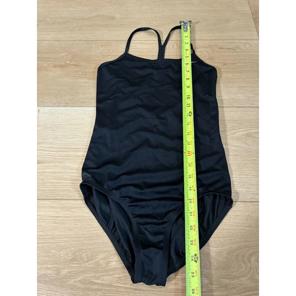 Nike Youth Girls' Black Swimsuit with Thin Straps, Size L (12-13 YRS)